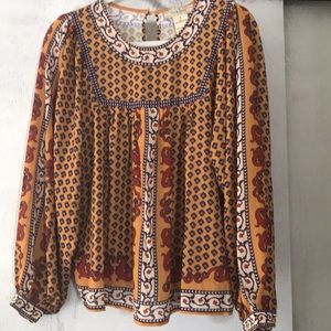 Retro print blouse